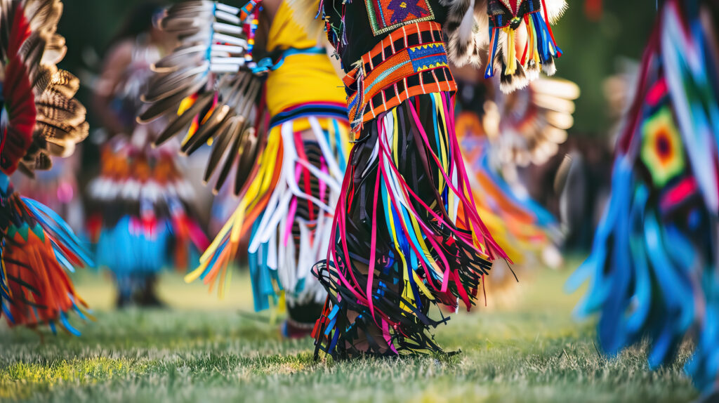 Native American regalia during a pow wow 