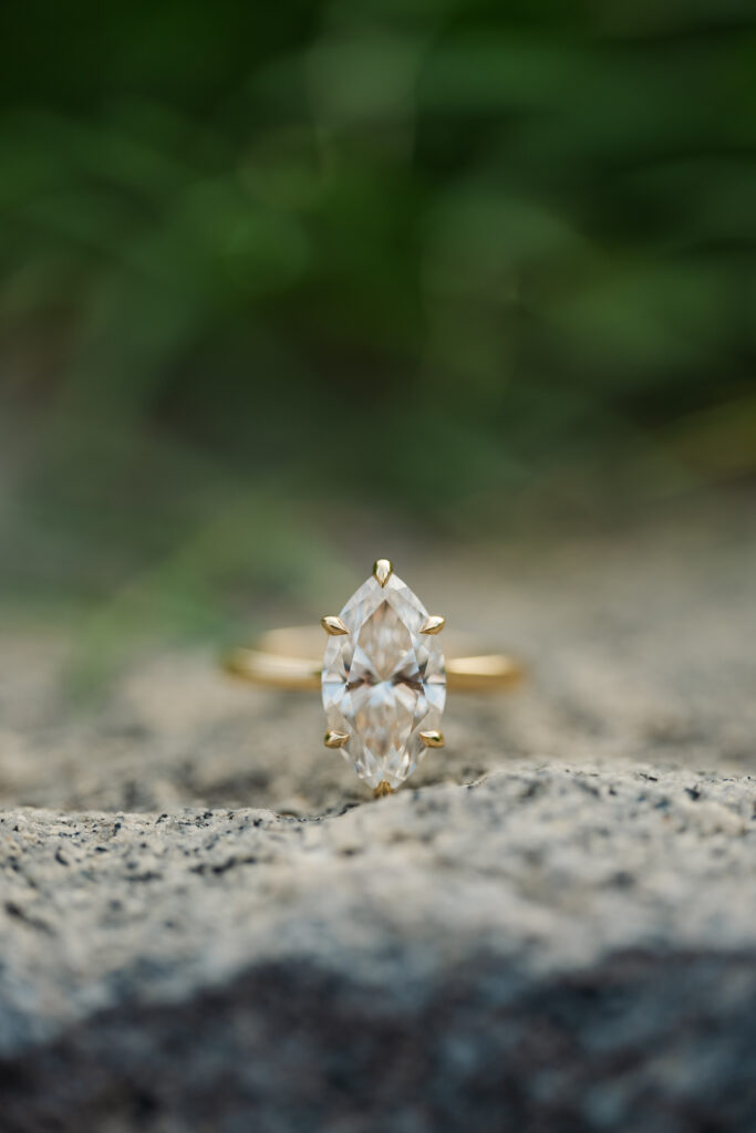 close up of engagement ring.